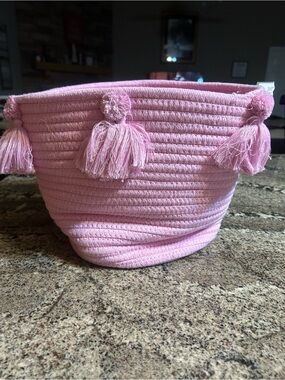 Hudson  Pink Tassel Rope Storage Basket